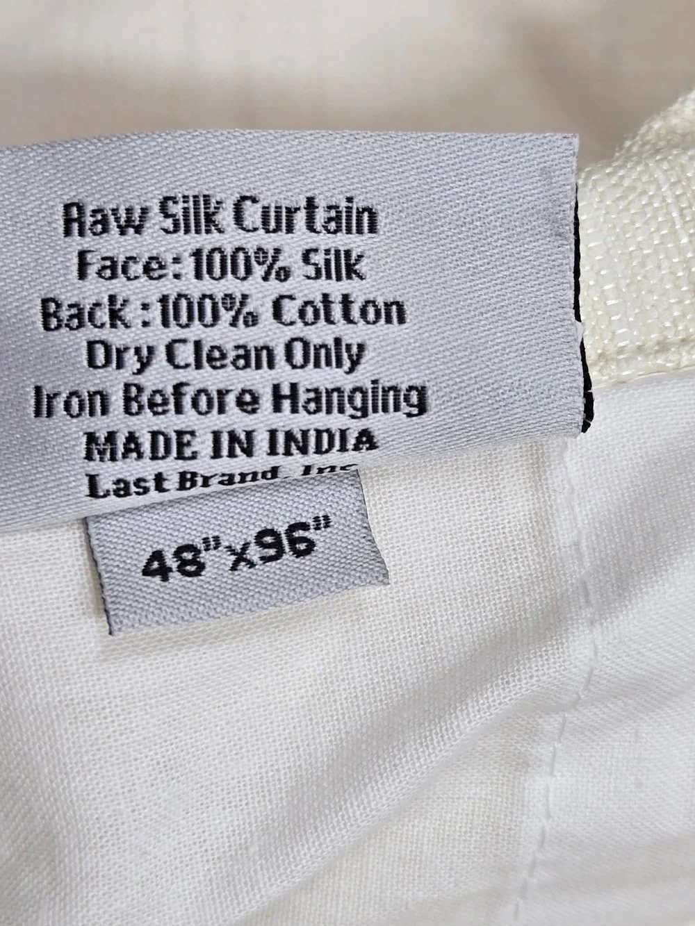 NWT QUINCE Set Of 2 48x96 Raw Silk Curtains Ivory 9075